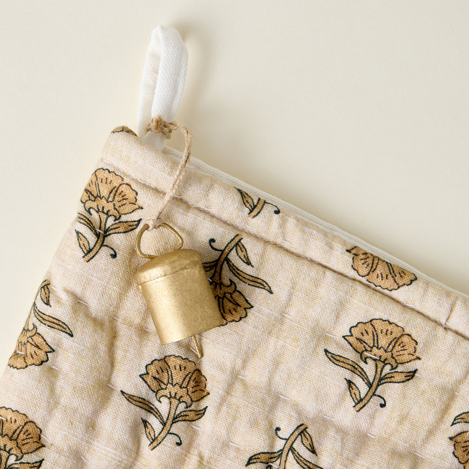 Block Print Stocking with Bell