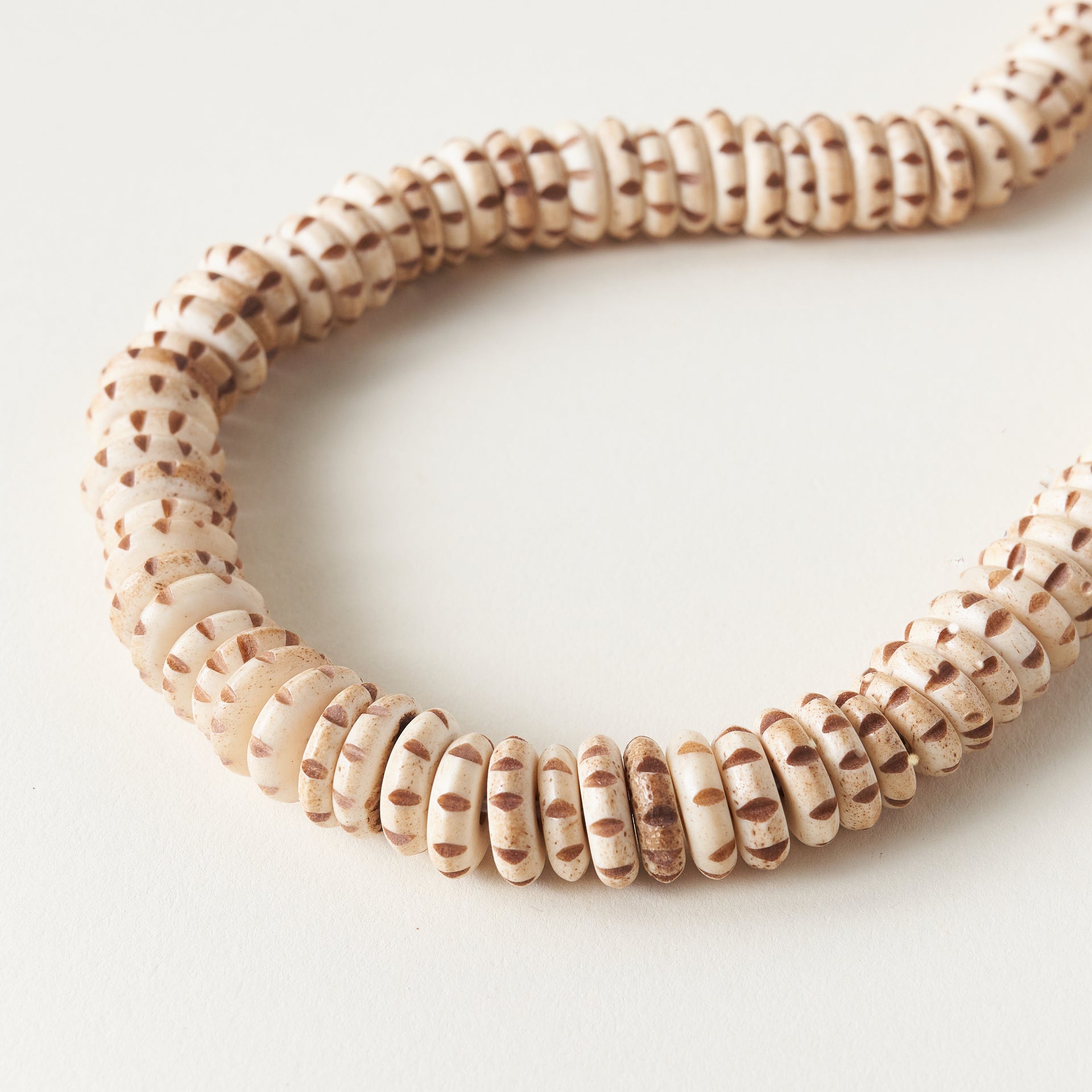 Beige Disk Bone Beads