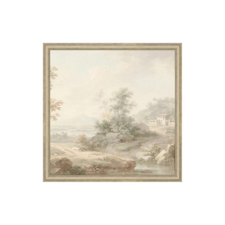 A framed art print with a silver leaf finish, titled "Romantic Passage."