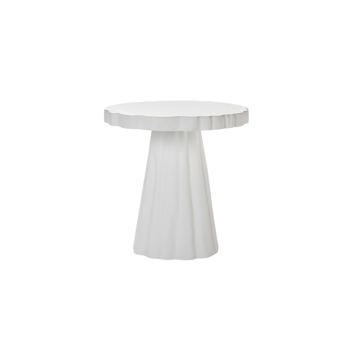 Marley side table with an irregular scalloped edge, crafted from durable concrete.