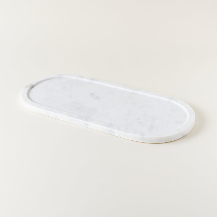 Lori oval tray crafted from natural marble.