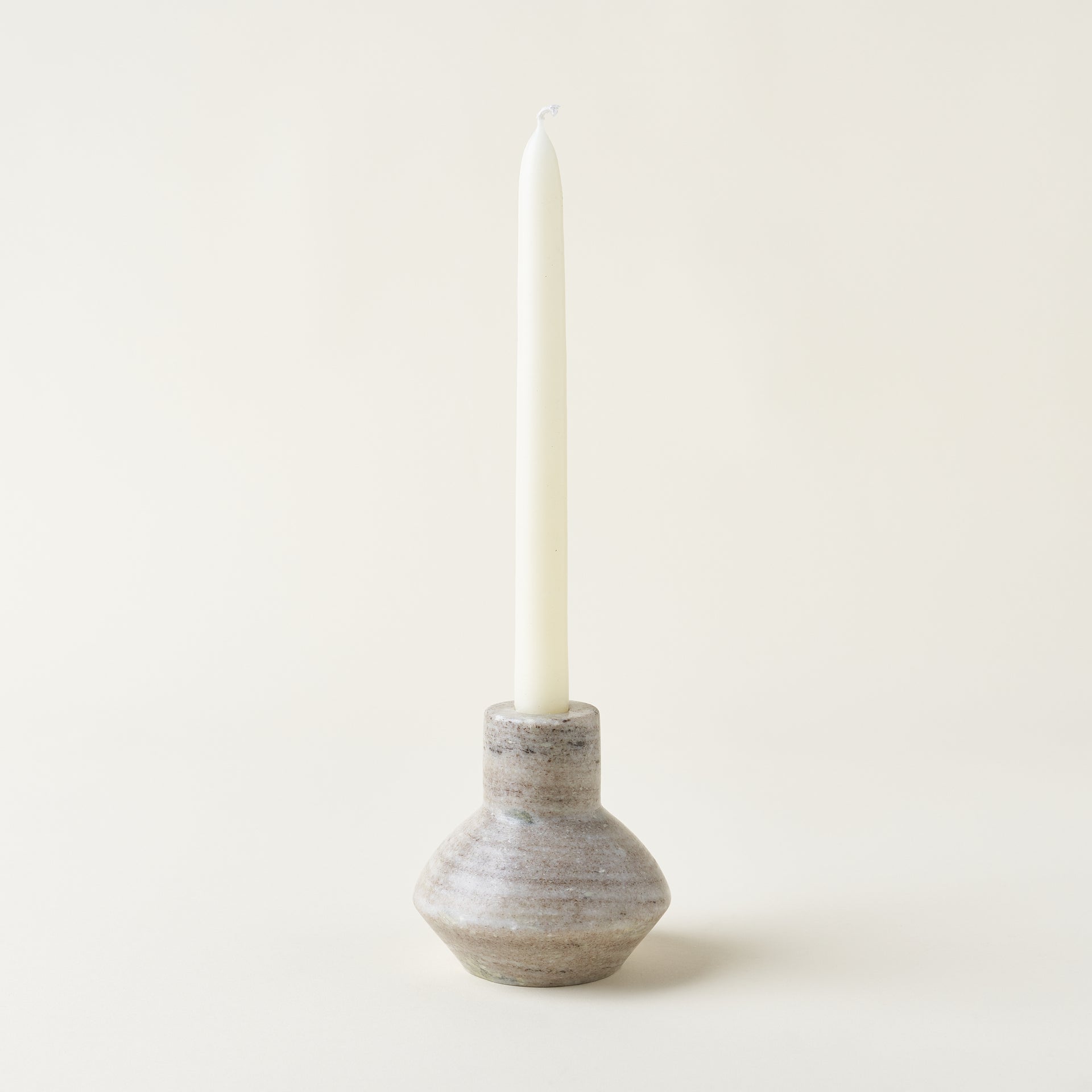 Beige Marble Taper Holder
