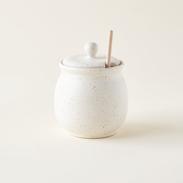 Speckled Honey Jar with Dipper