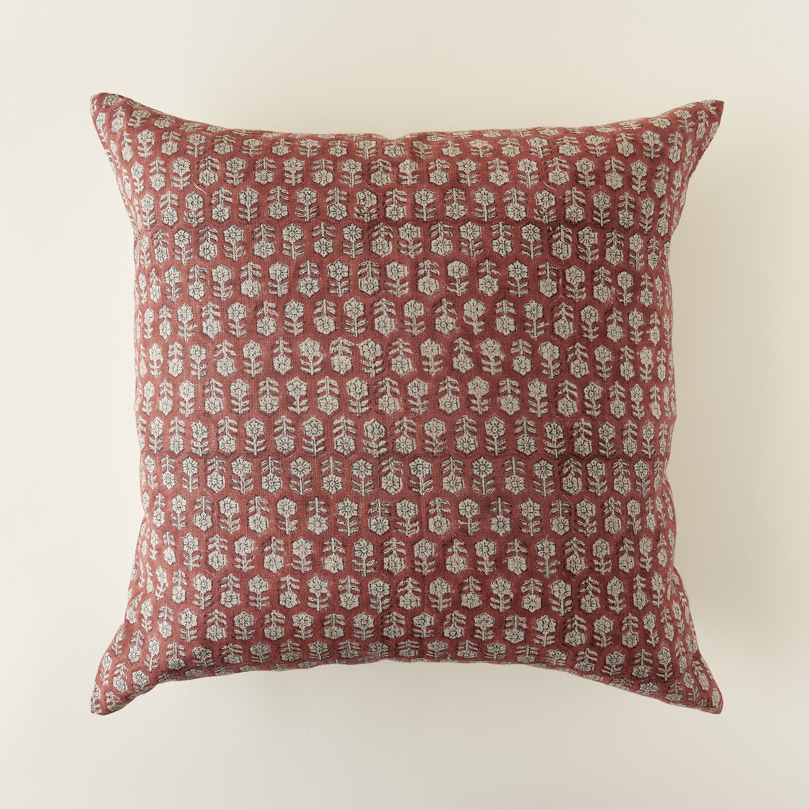 Handmade Tami Pillow Cover with a unique block pattern and a luxurious texture.