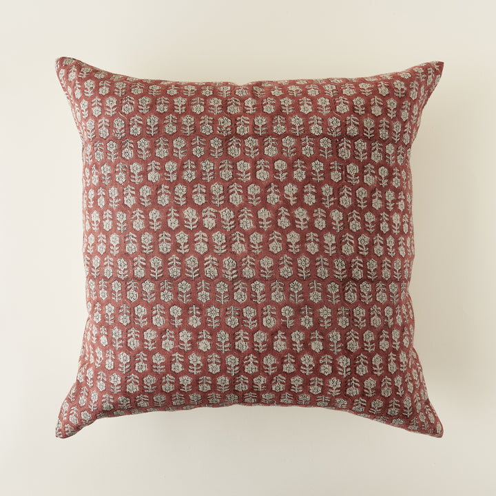 Handmade Tami Pillow Cover with a unique block pattern and a luxurious texture.