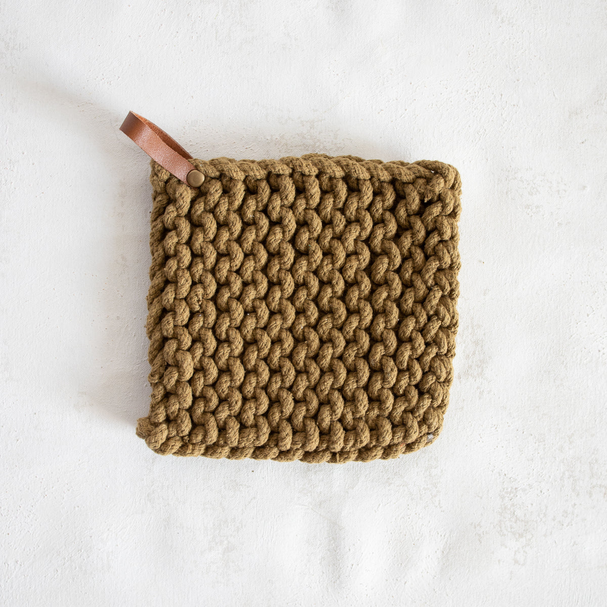 Leather Handled Crochet Pot Holder (Set of 3) – McGee & Co.