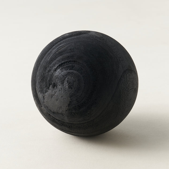 4 inch black wood sphere decorative object