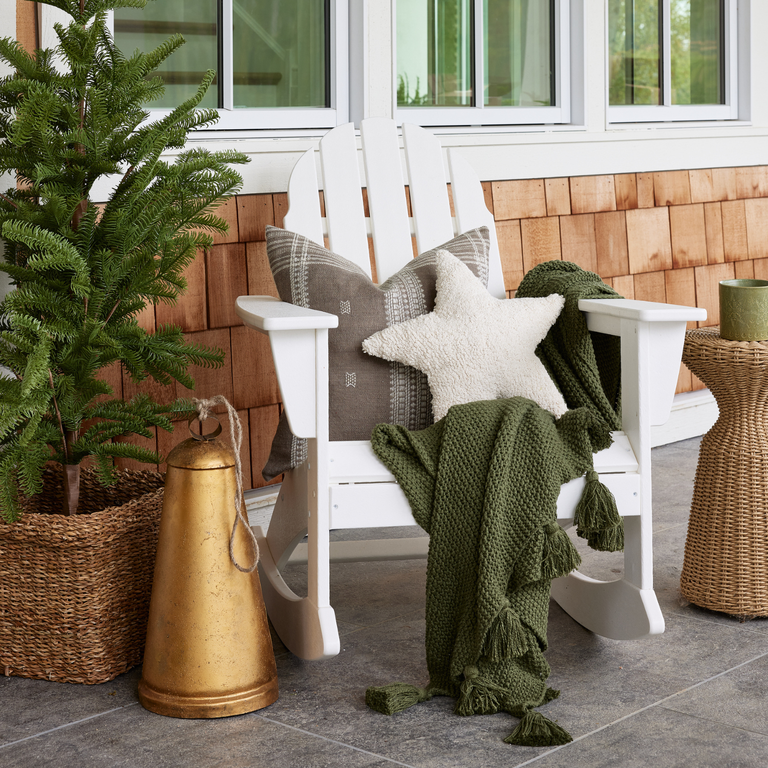 Olive Tassel Knit Throw