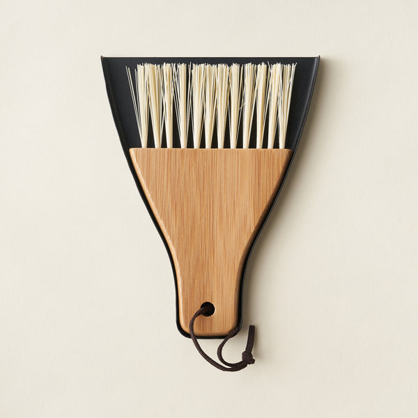 Bamboo Brush & Metal Dust Pan with Leather Tie