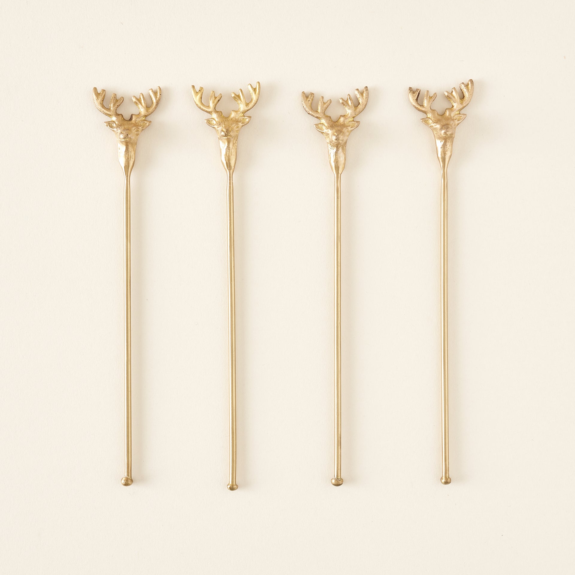Brass Deer Stirrers, Set