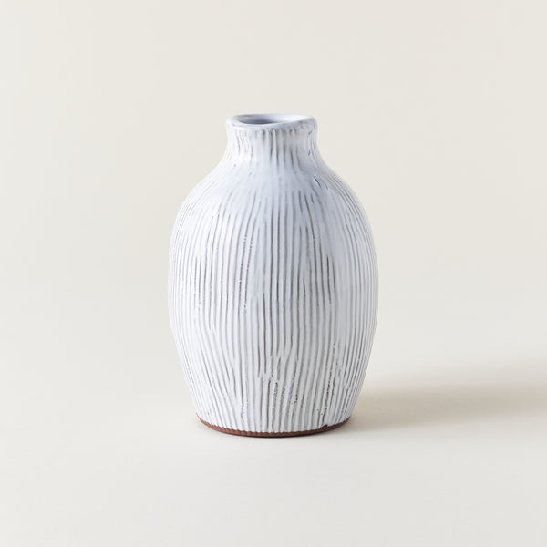 Terracotta Vase with Engraved Lines