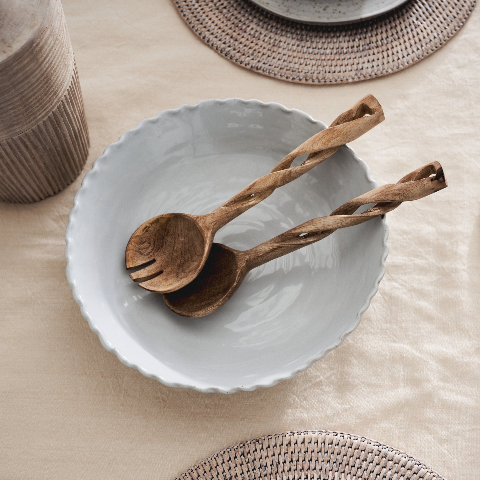 Twisted Wood Salad Servers