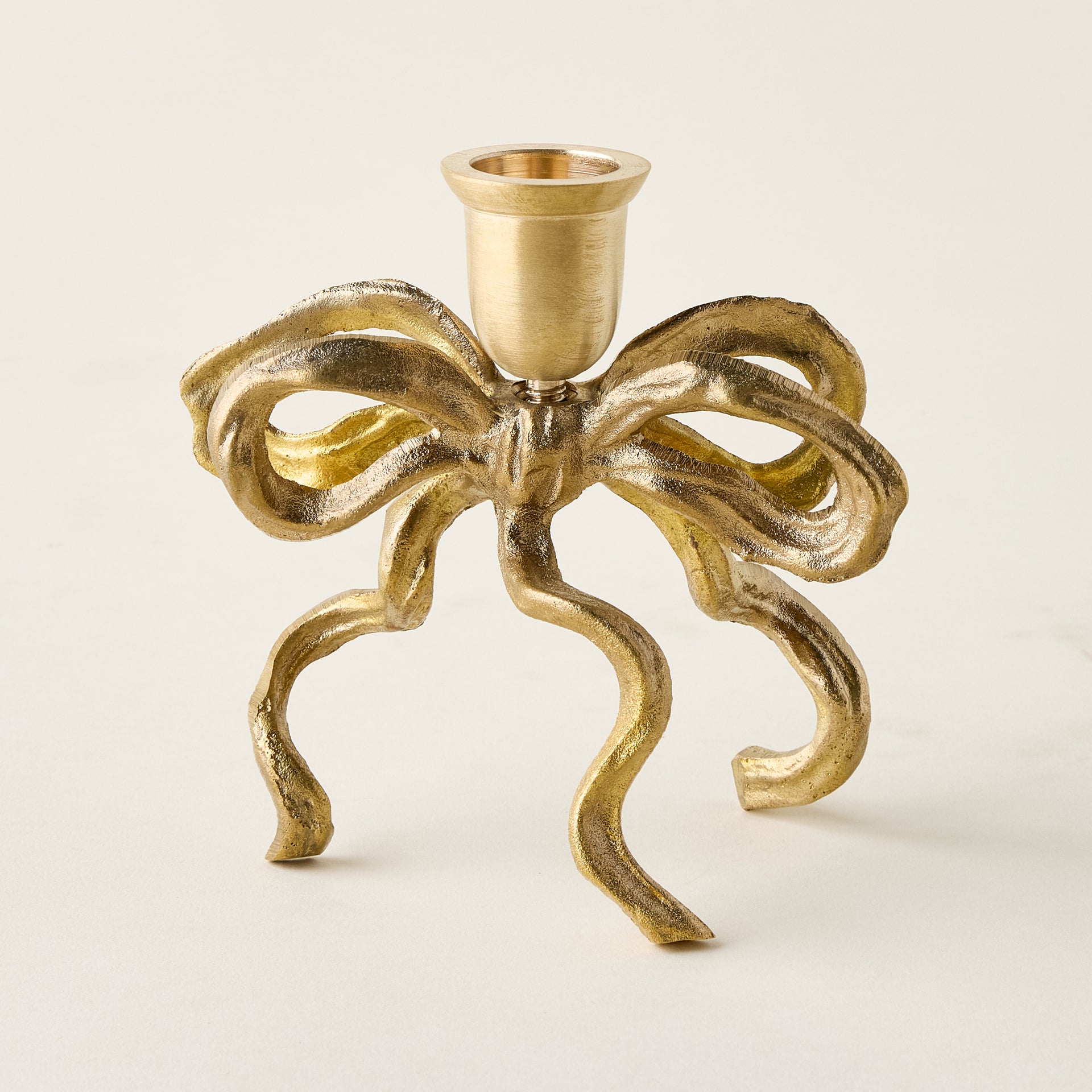 Brass Bow Candle Holder