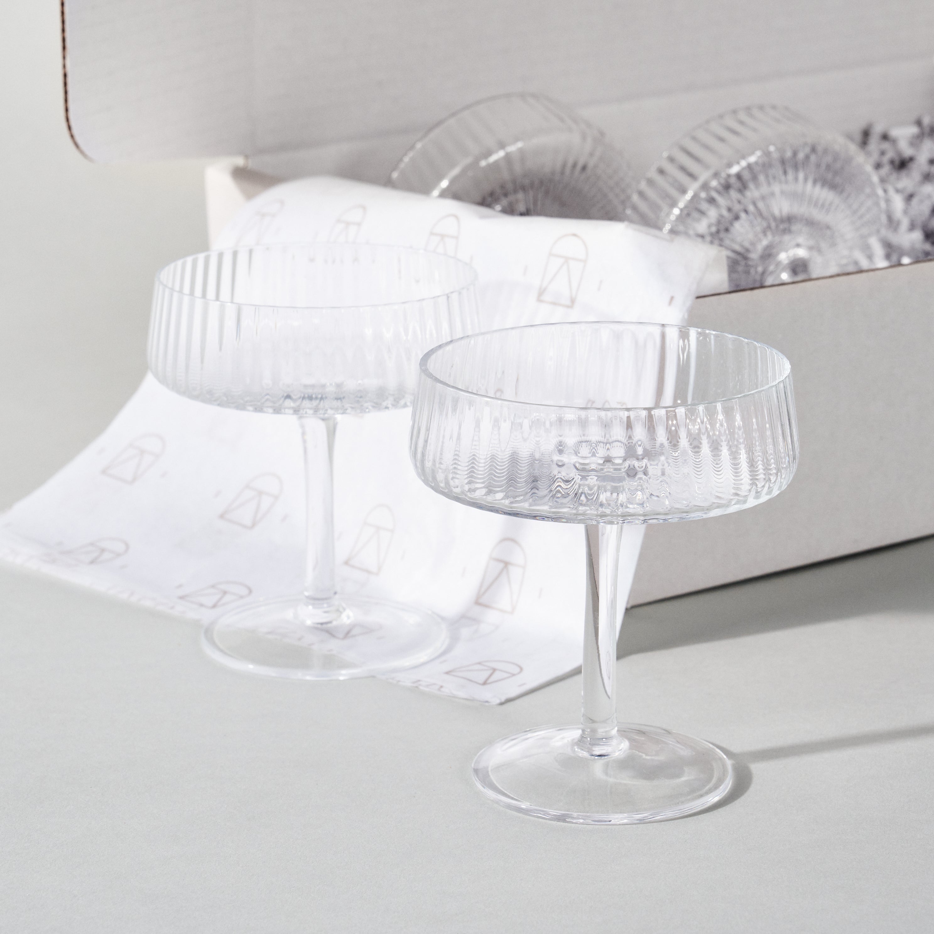 Linea Textured Coupe Glasses KMH Gift Box