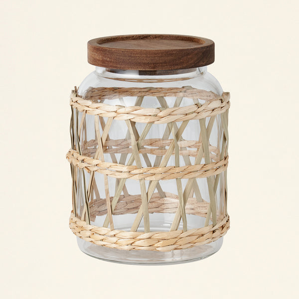 Glass Canister with Woven Sleeve