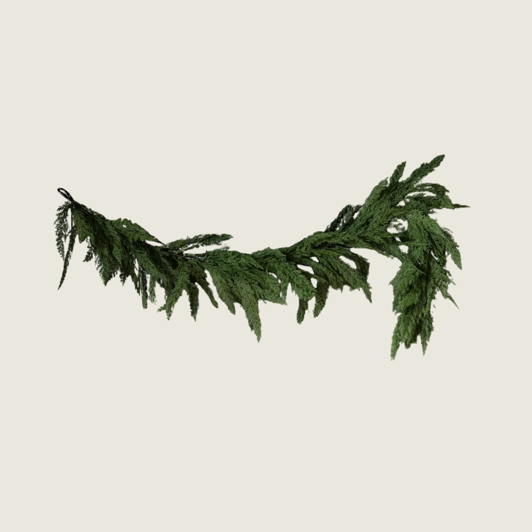 Faux Cypress Leaf Garland, 6'