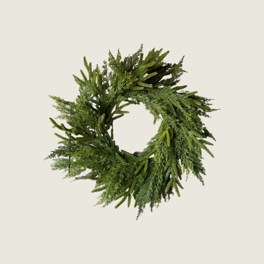Faux Norfolk & Cypress Wreath
