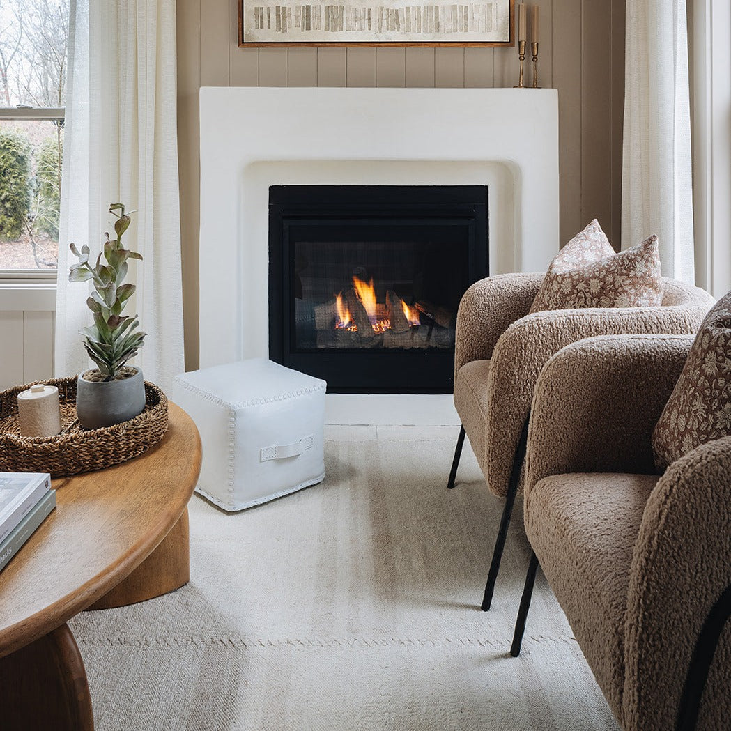 White Leather Pouf