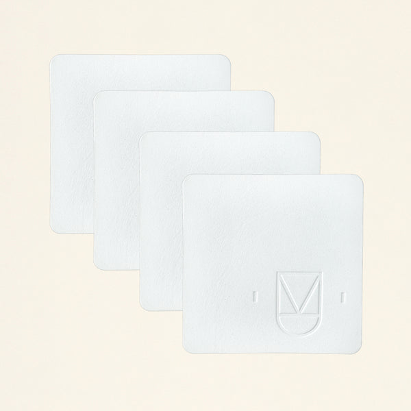 KMI White Leather Coasters Set