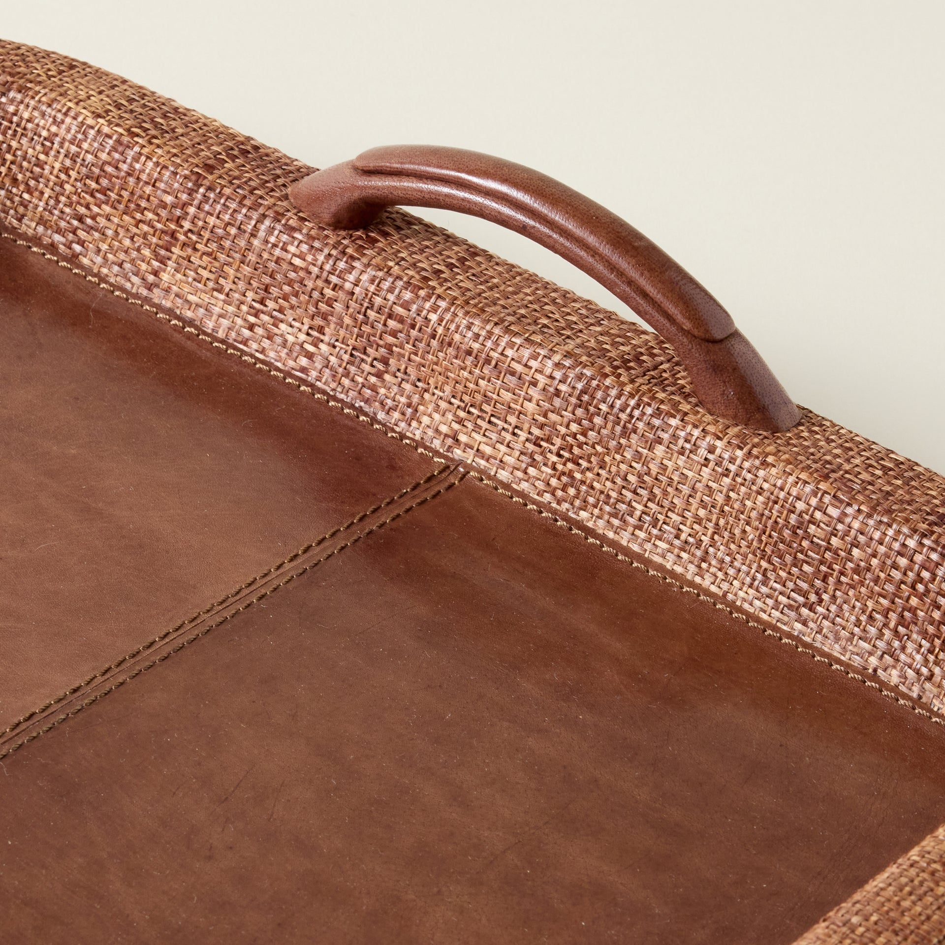 Leather & Raffia Serving Tray