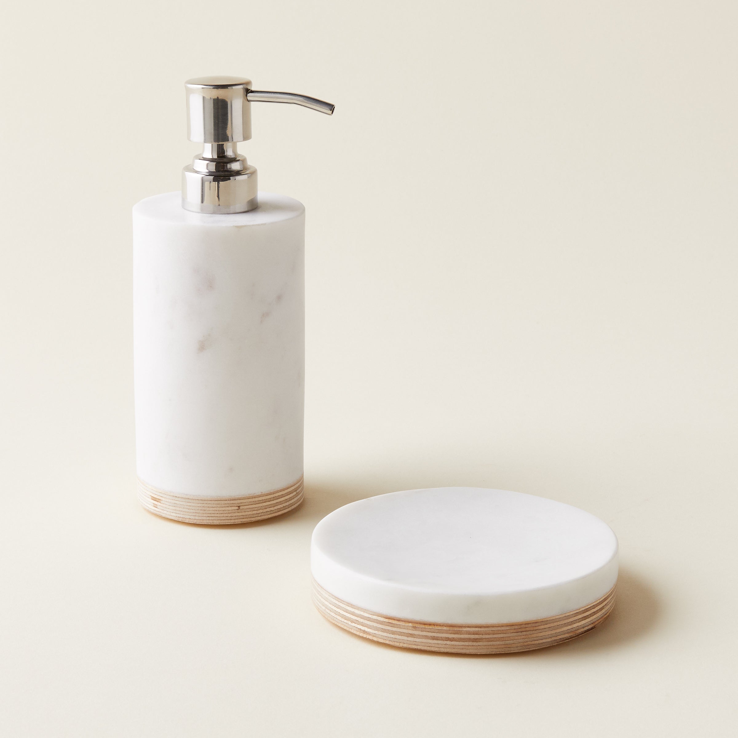 Marble and Wood Soap Dispenser