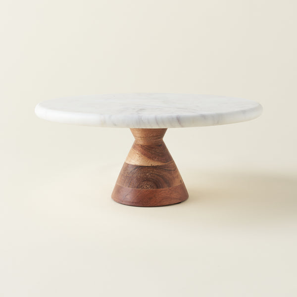 Marble and Wood Pedestal