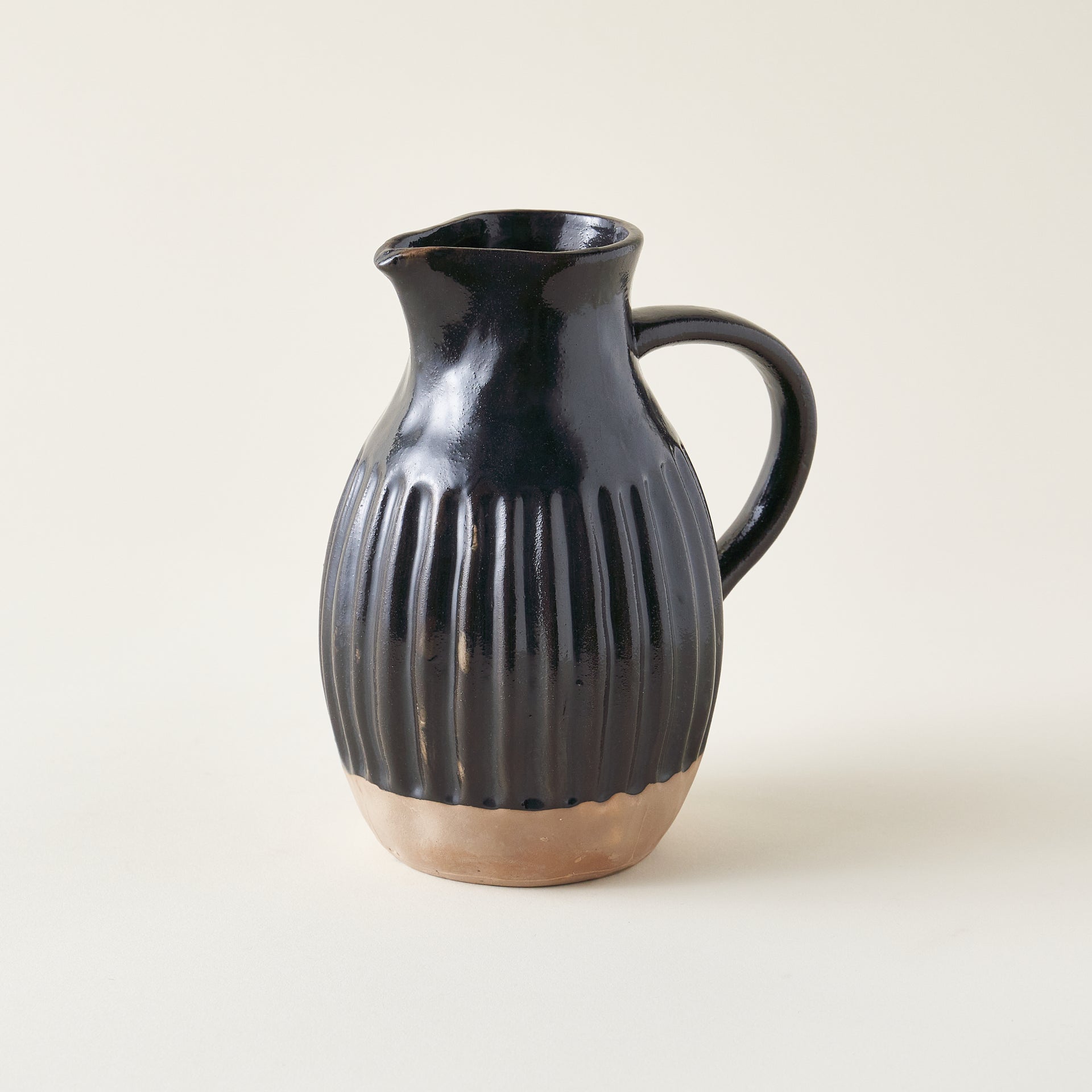 Matte Black Stoneware Pitcher