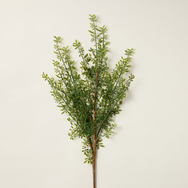 Faux myrtle leaf branch with lifelike "Real Touch" texture and vibrant green color.