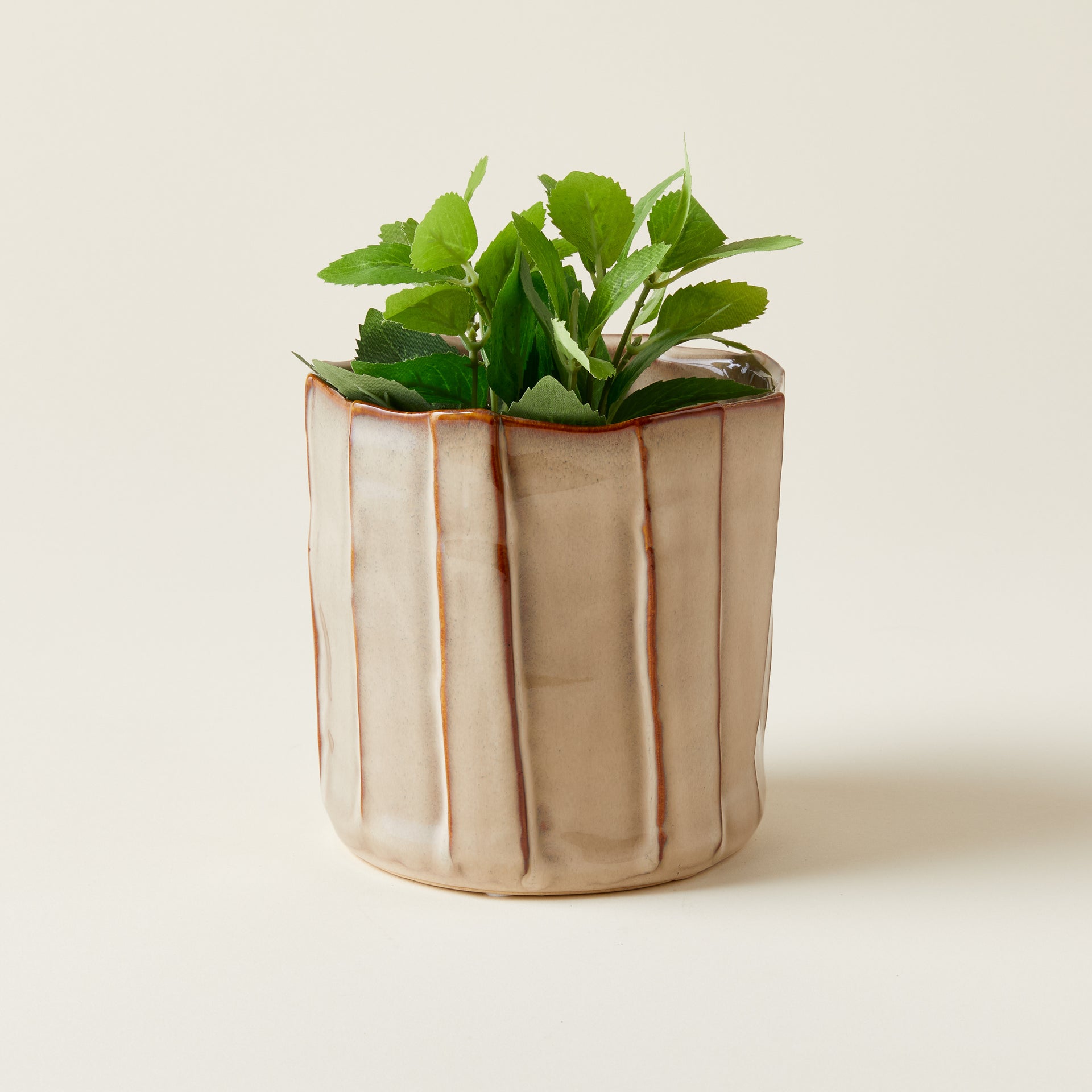 Pleated Glazed Planter