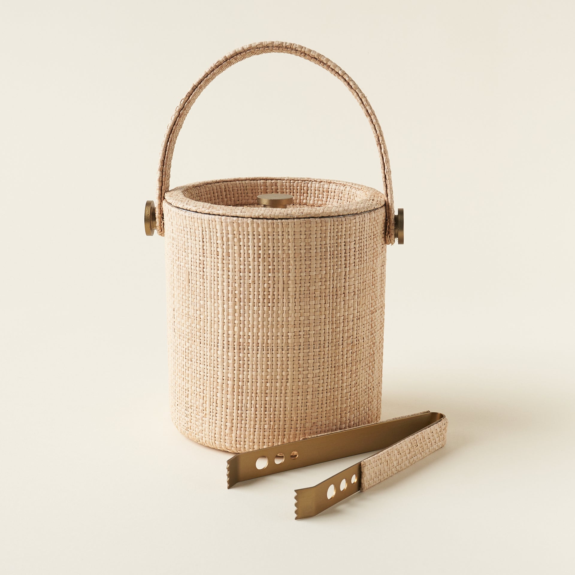 Raffia Ice Bucket and Tongs