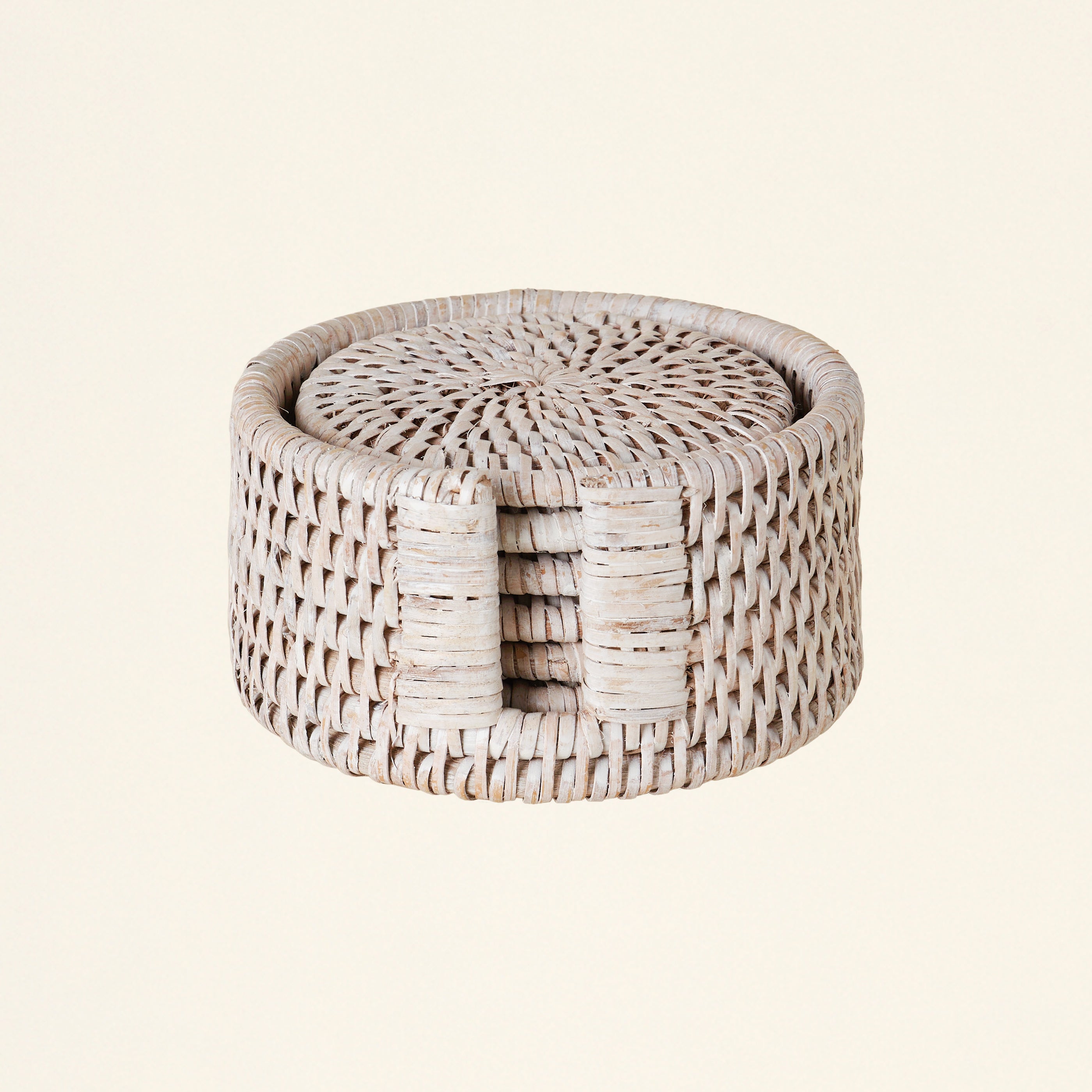 Rattan Coasters with Stand - Set of 6
