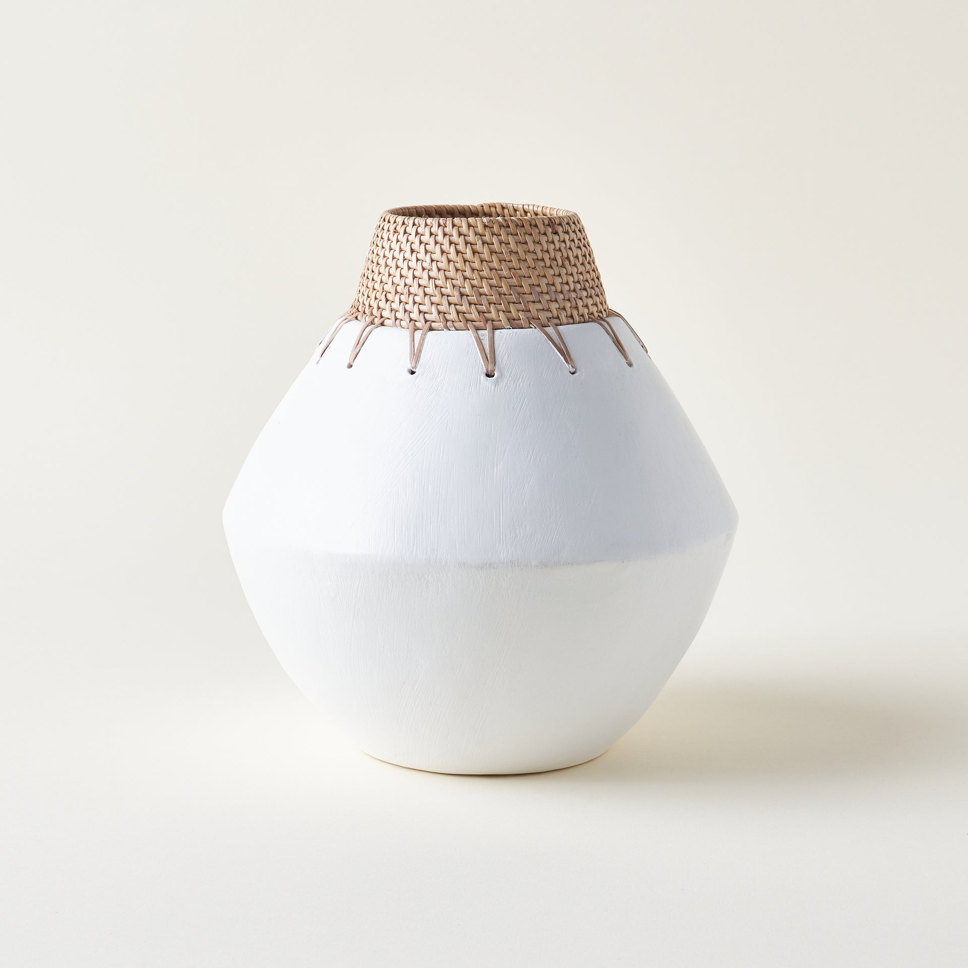 Terracotta Vase with Rattan Stitching