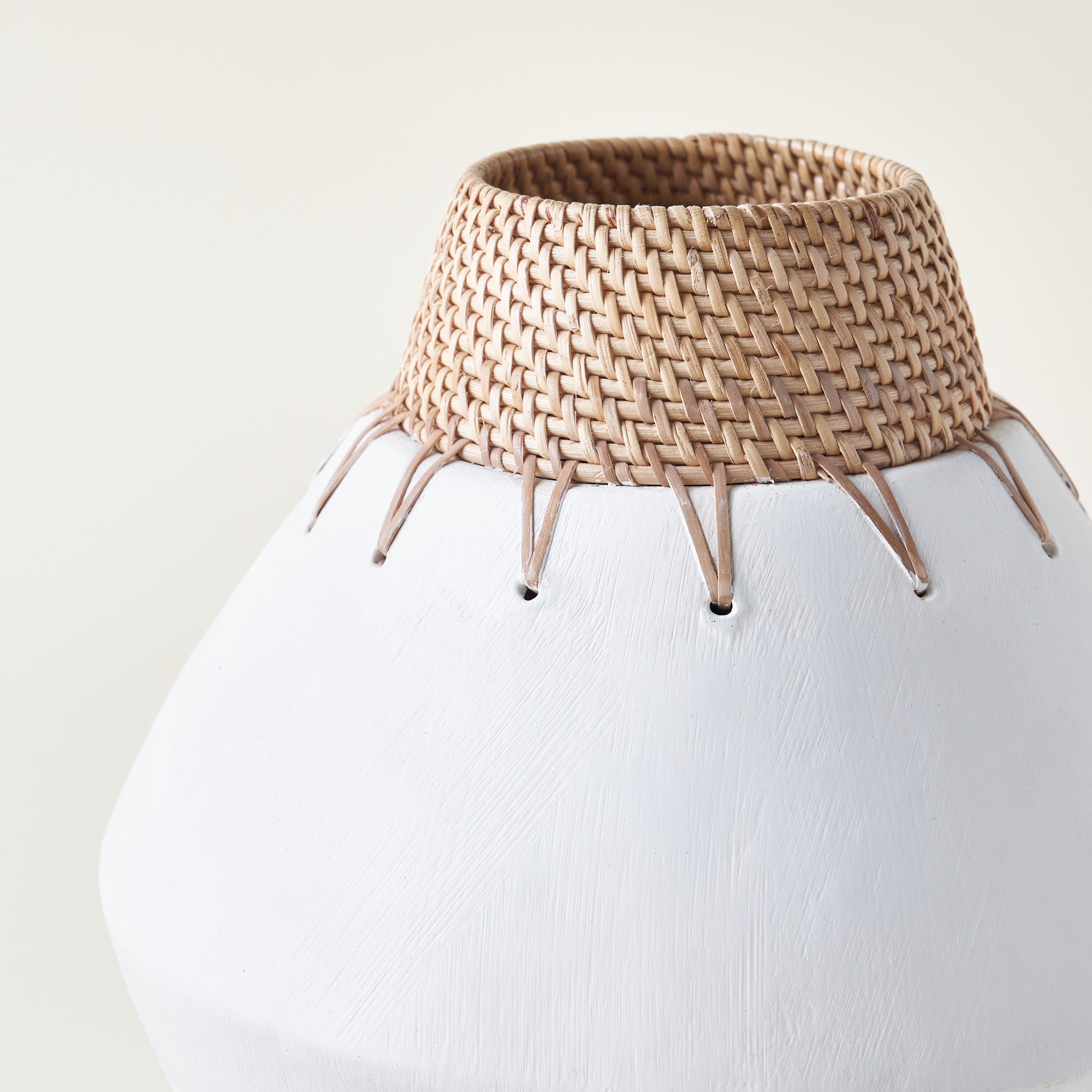 Terracotta Vase with Rattan Stitching