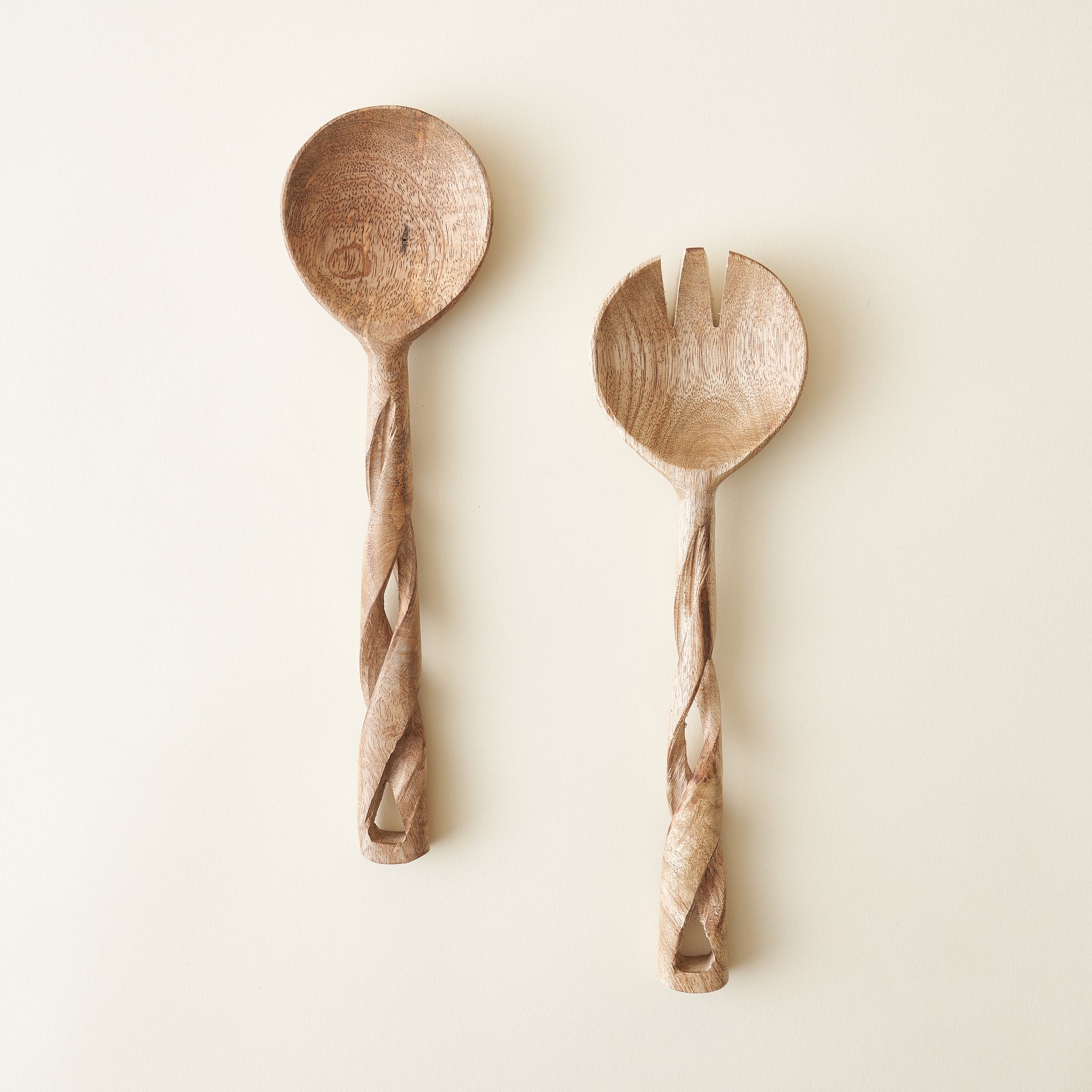 Twisted Wood Salad Servers