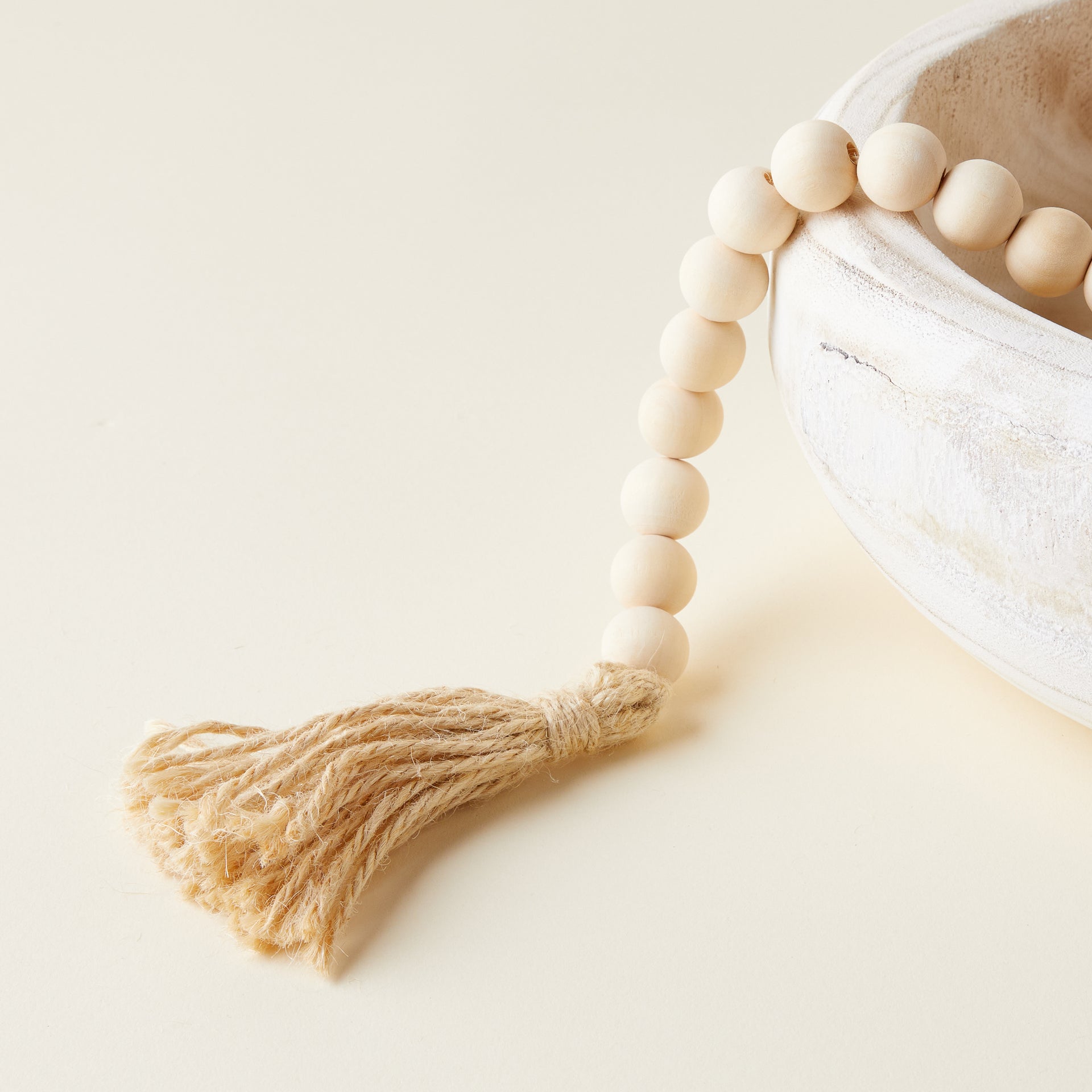 White Bead Garland with Tassel