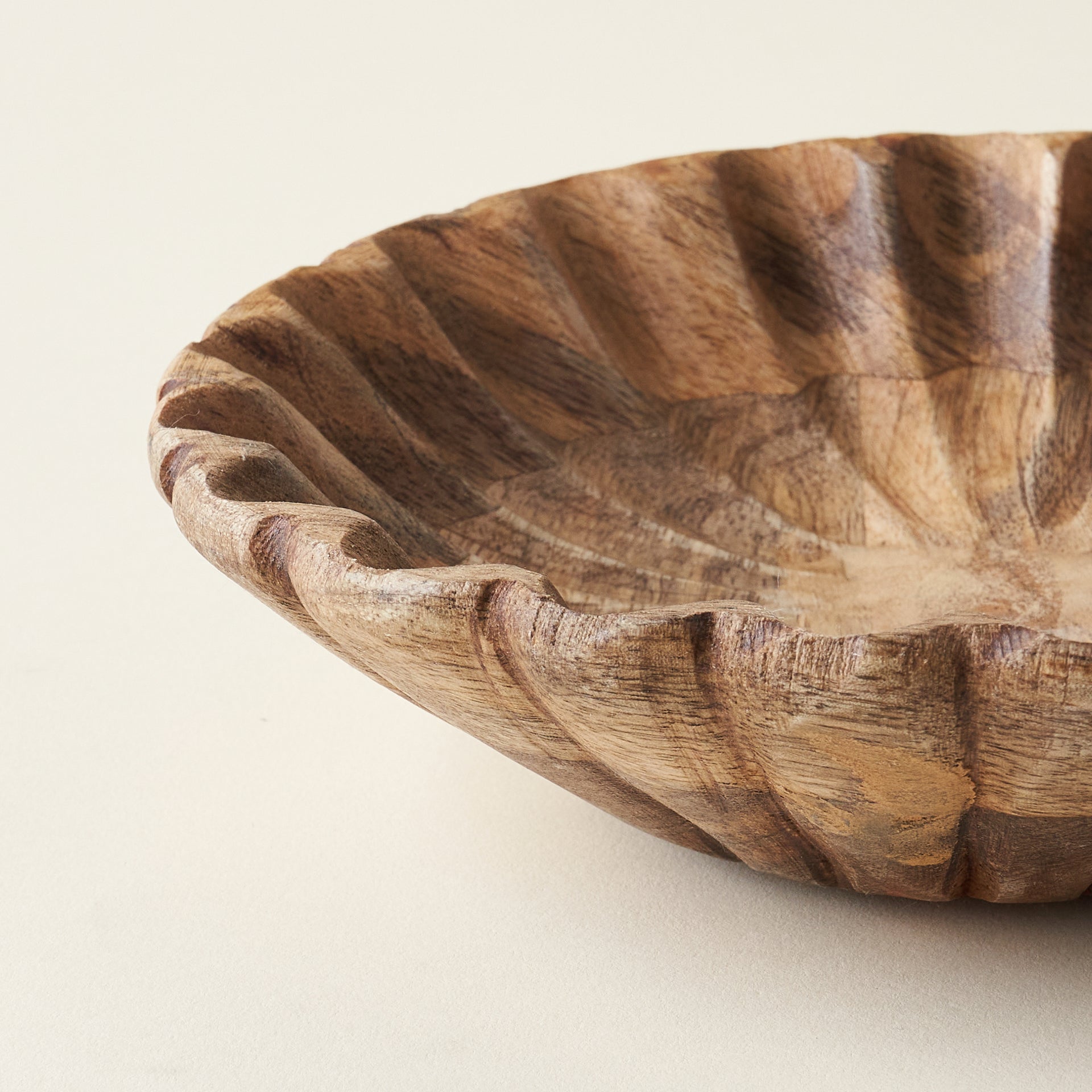 Scalloped Mango Wood Bowl