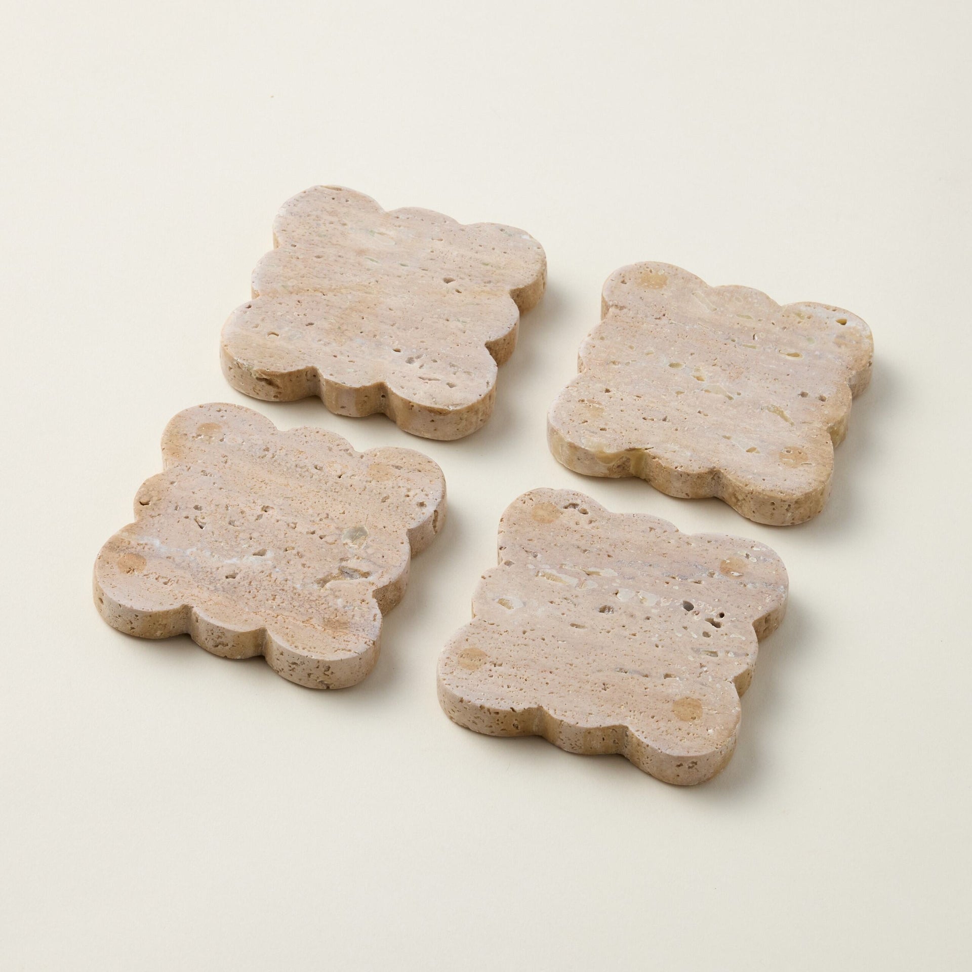 Travertine Scallop Coaster Set