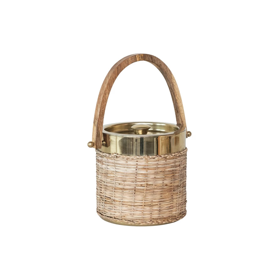 Woven Rattan Ice Bucket