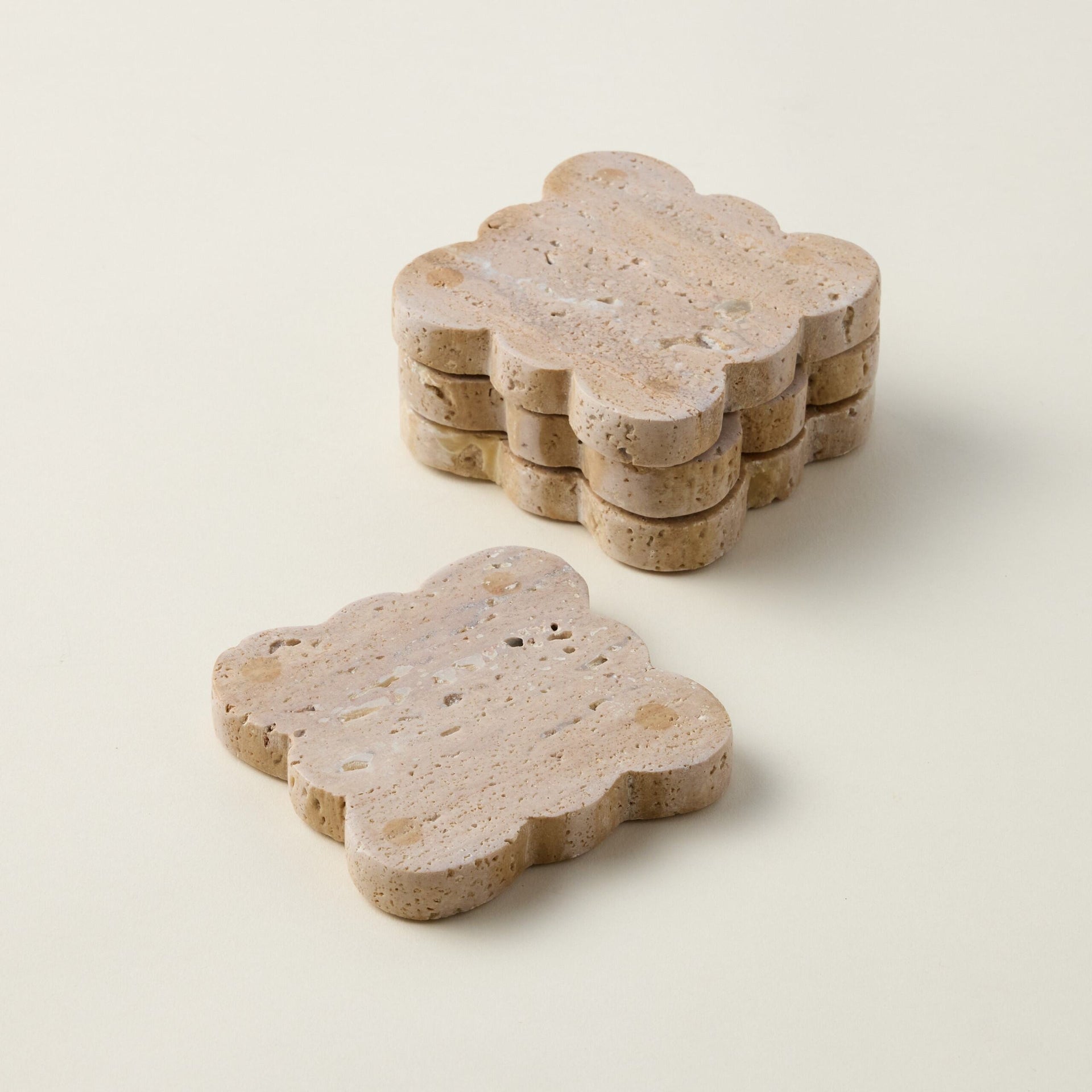 Travertine Scallop Coaster Set