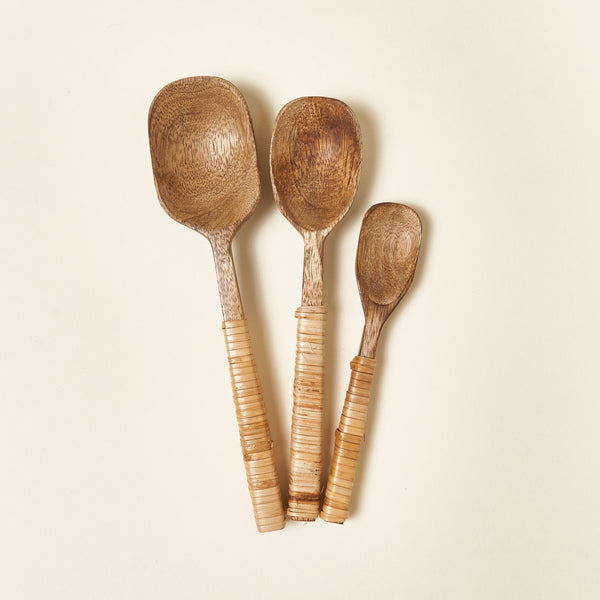 Bamboo Wrapped Wooden Spoon Set