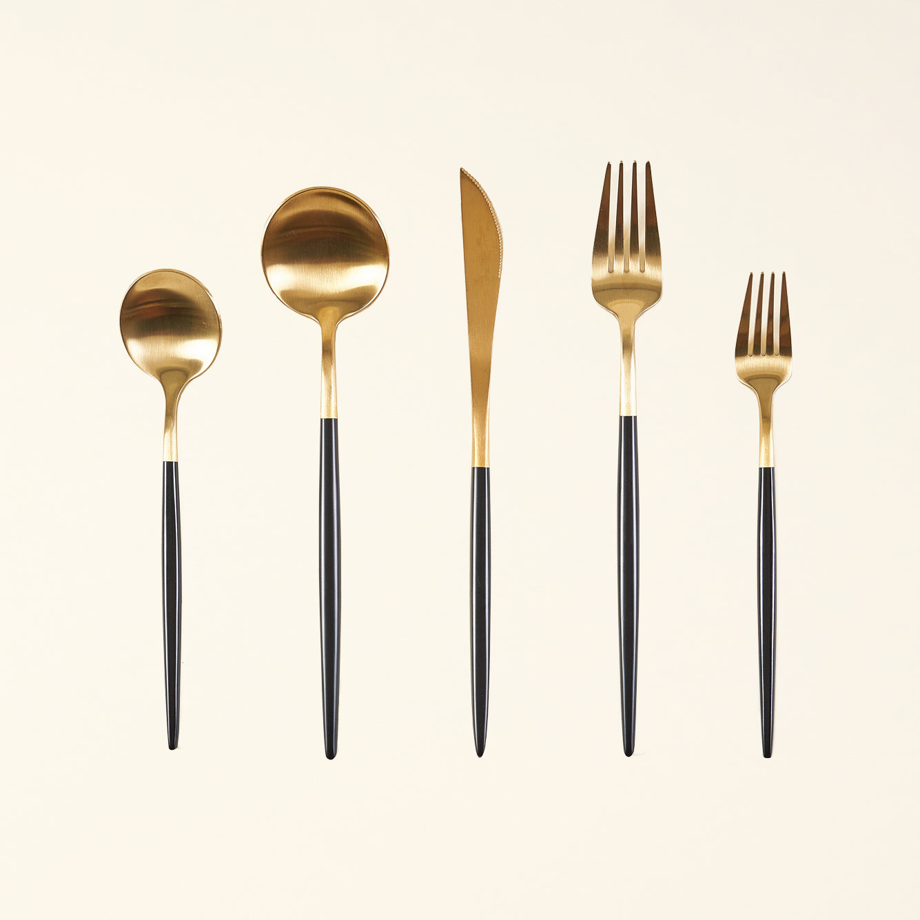 Black & Gold Flatware 5pc Placesetting