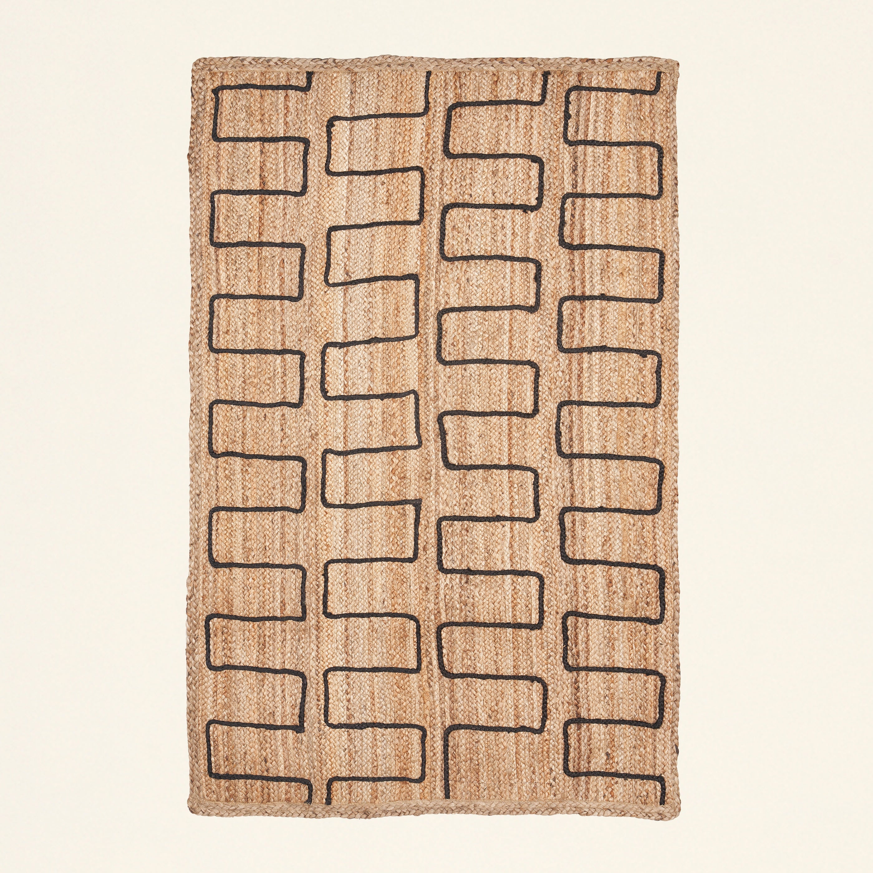 Jute Rug with Stitched Pattern 4' x 6'