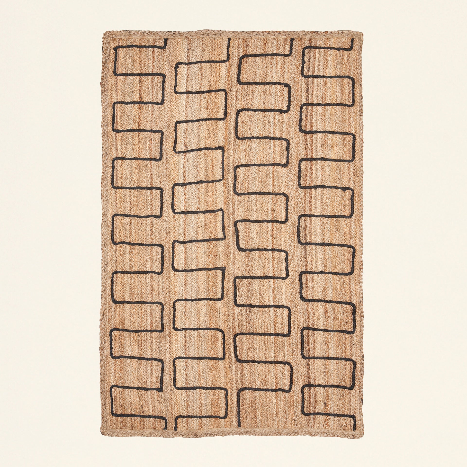 Jute Rug with Stitched Pattern 4' x 6'