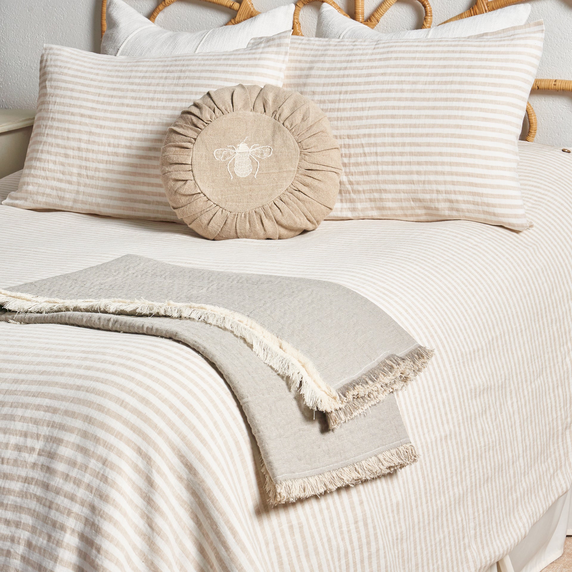 European Linen Duvet Cover Set - Striped