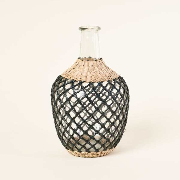 Glass Vase with Seagrass Weave