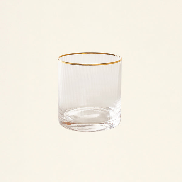 Gold Rim Optic Old Fashioned Glass