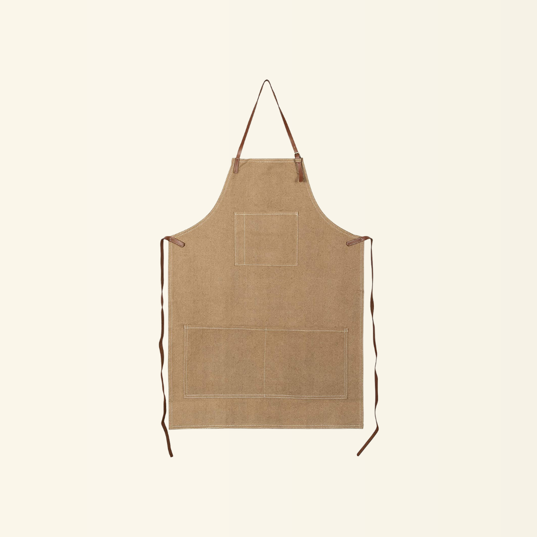 Canvas Apron with Leather Ties