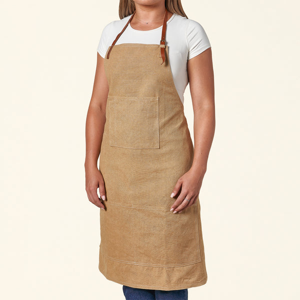 Canvas Apron with Leather Ties