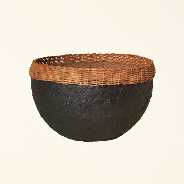 Large Decorative Paper Mache and Wicker Bowl