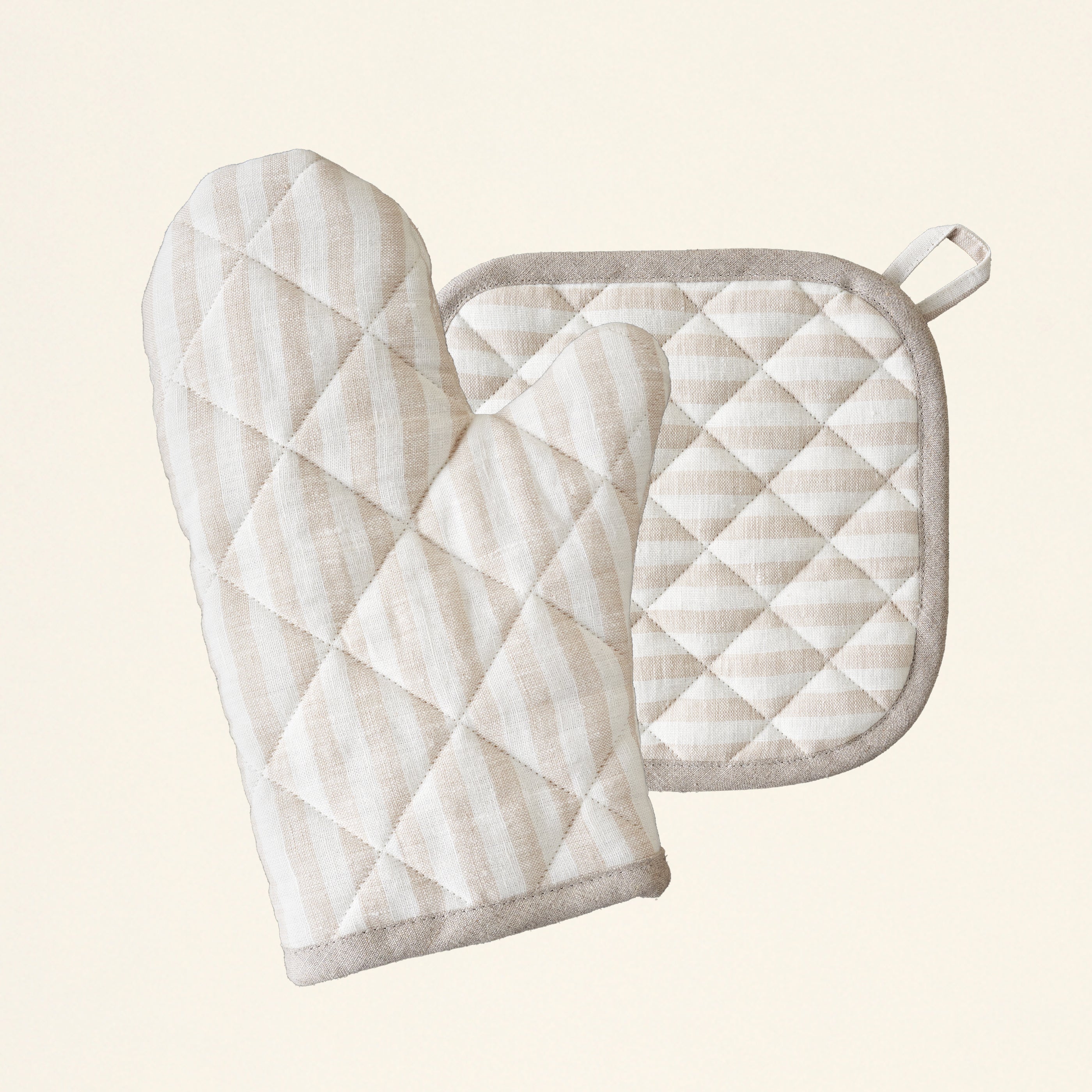 Solid Linen Pot Holder & Oven Mitt Set